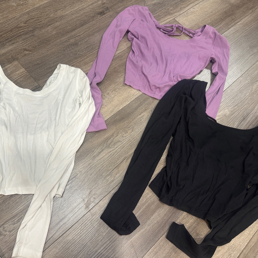 lululemon athletica Long Sleeve Tops - Black, White, and Purple